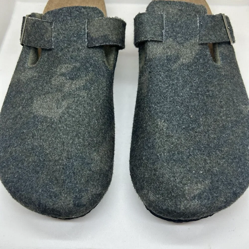 Camo Clog Shoes Mens Size‎ 11 Gray Buckle Cork Footbed Slip On Slippers Comfort